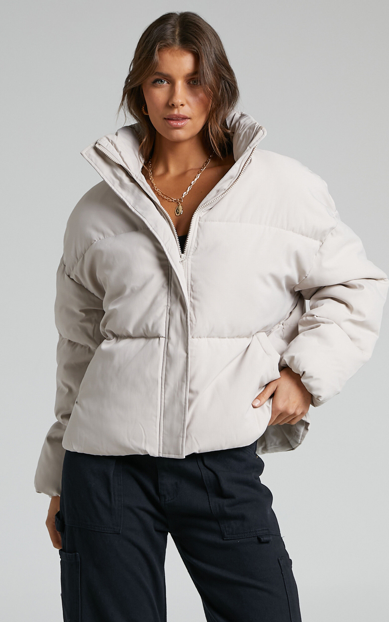 Candice Jacket - Oversized Puffer Jacket in Beige - 06, NEU1