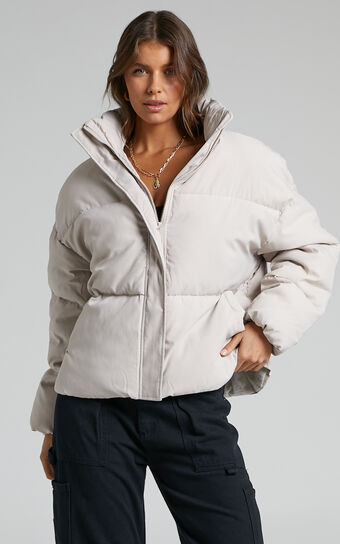 Candice Jacket - Oversized Puffer Jacket in Beige