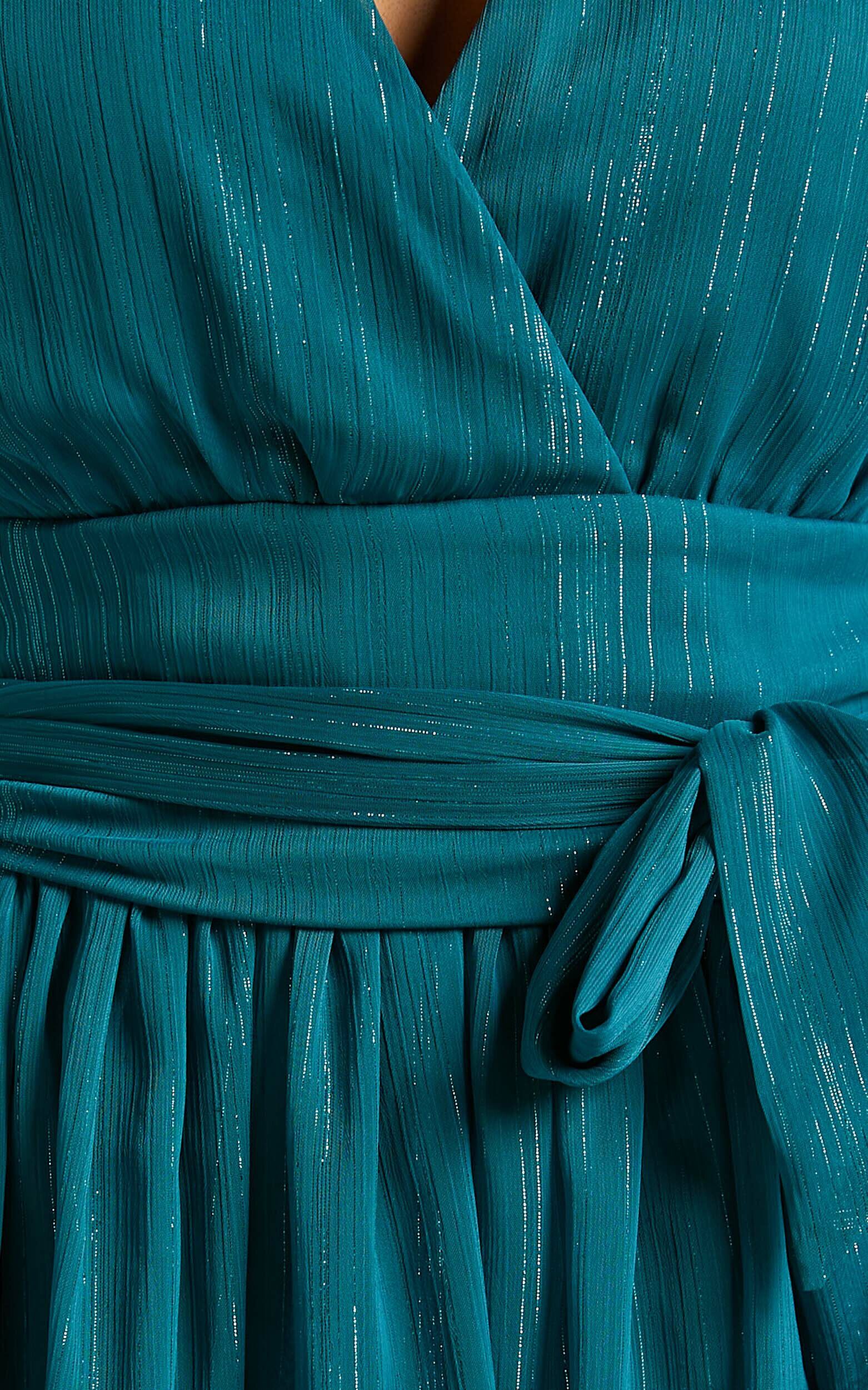 Alena midi dress in jewel shop green