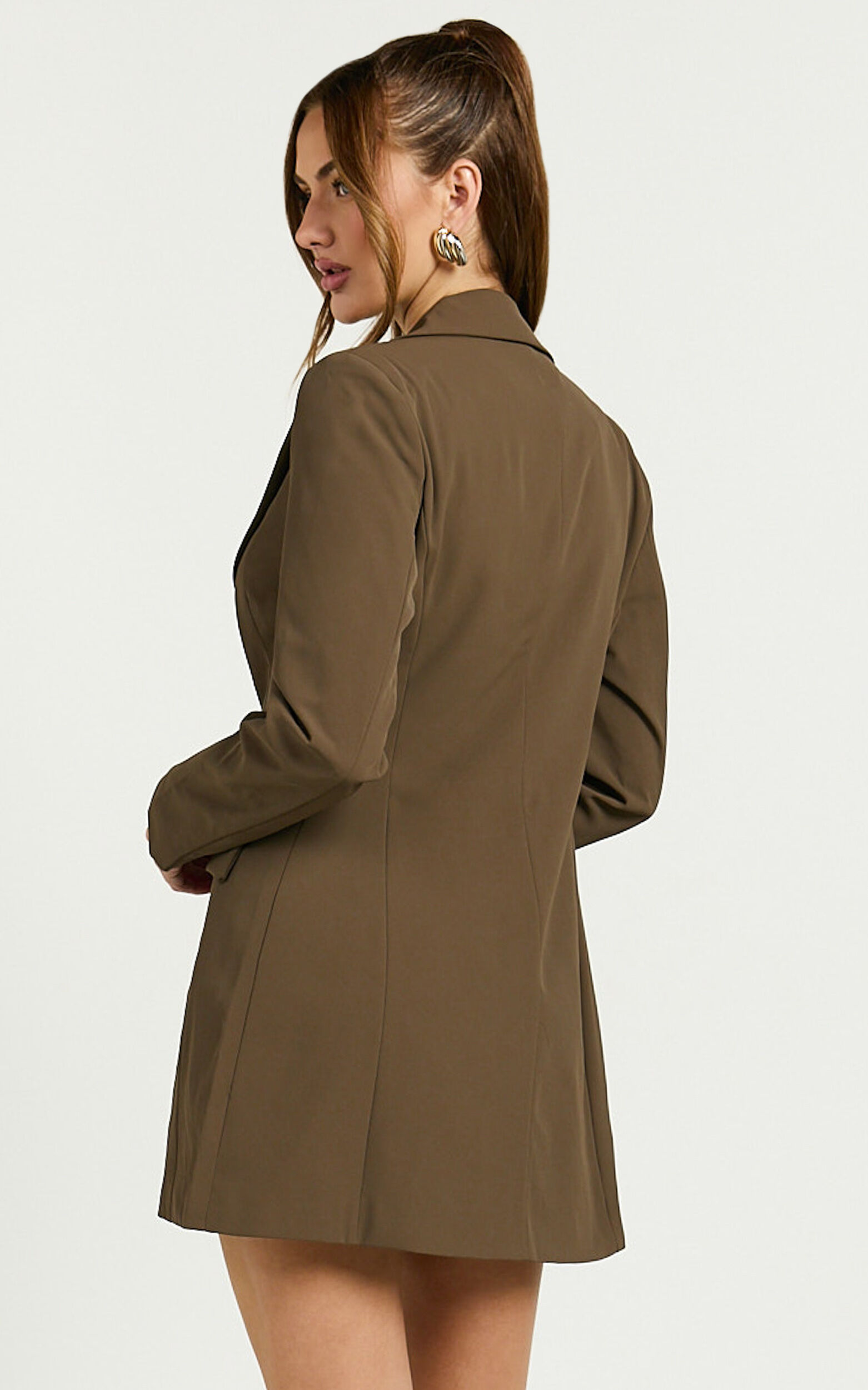 Amery Mini Dress Button Front Blazer Dress in Chocolate Showpo NZ