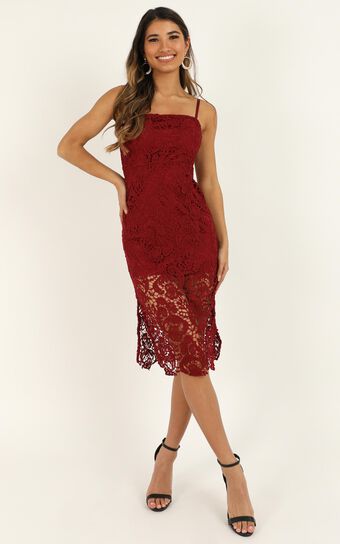 Walk The Other Way Dress In Wine Lace