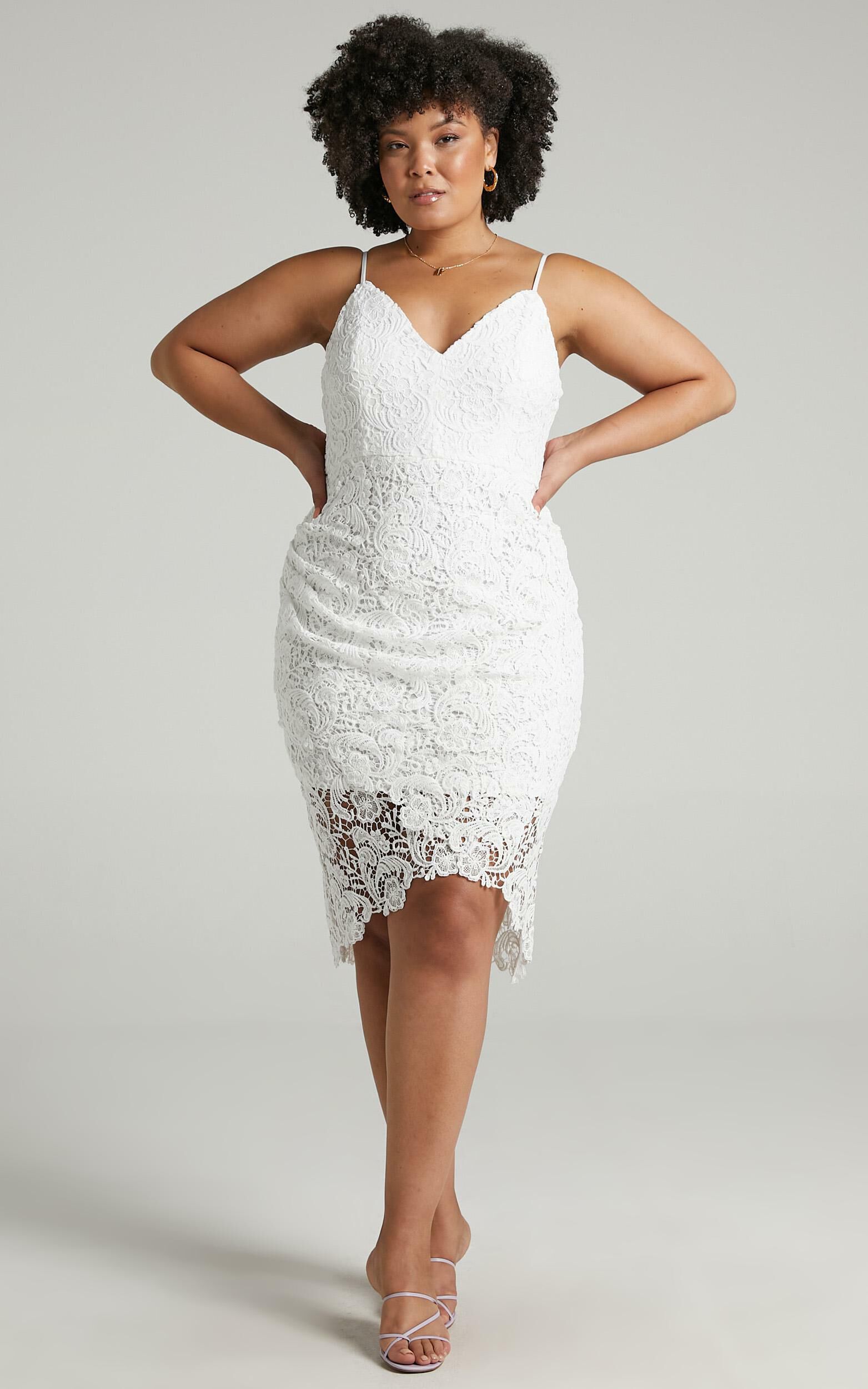 Typical Lover Knee Length Dress In White Lace Showpo USA