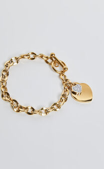 Akara Bracelet - Heart Pendant Chain Bracelet in Gold