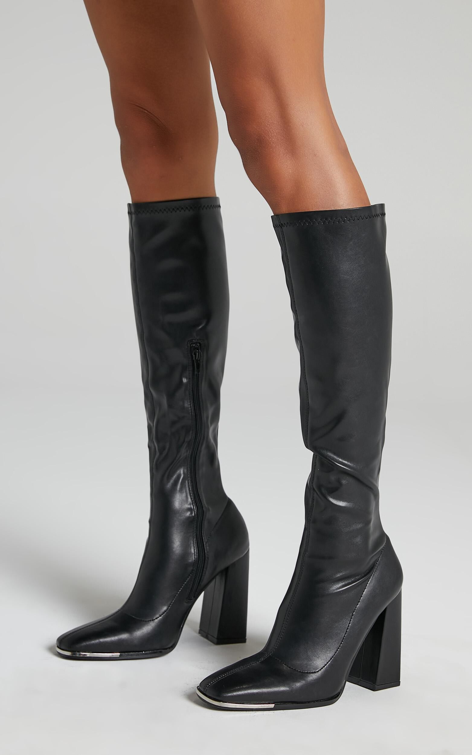 Public Desire Caryn Boots in Black PU Showpo