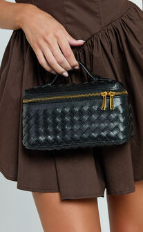 Lottie Bag - Woven Cross Body Bag in Black
