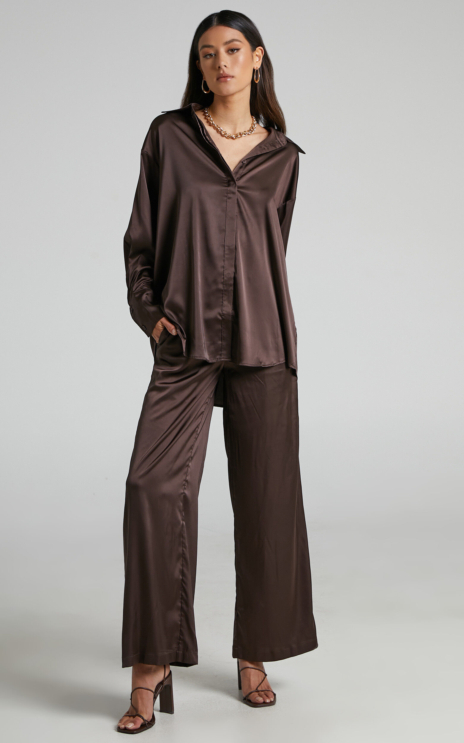 Silk blouse and pants set shop