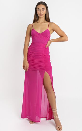 Gigi Dress in hot pink mesh