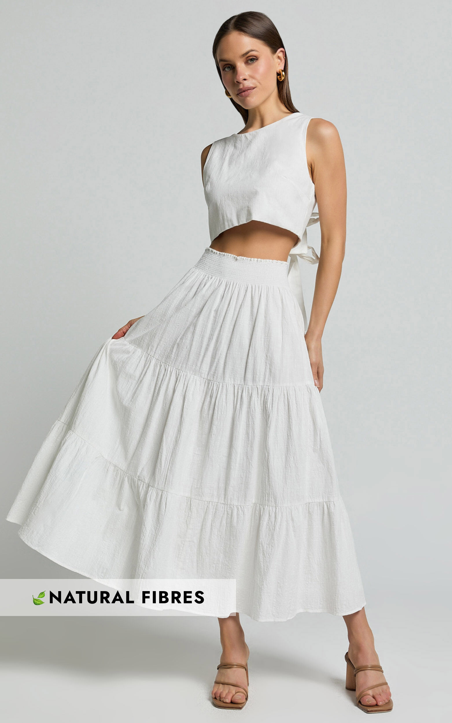 Cotton high waisted midi skirt discount