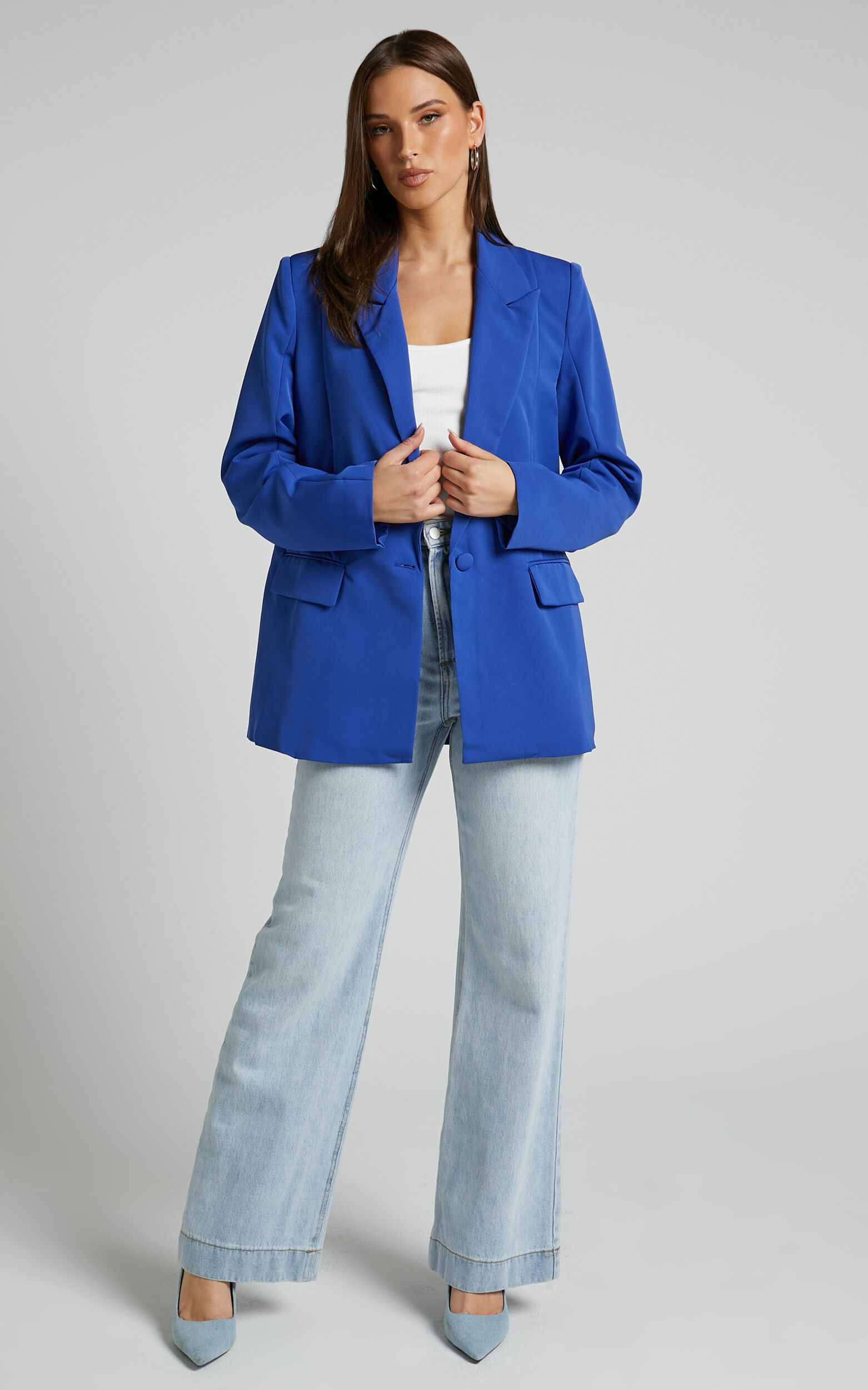 Cobalt blue blazer ladies shop