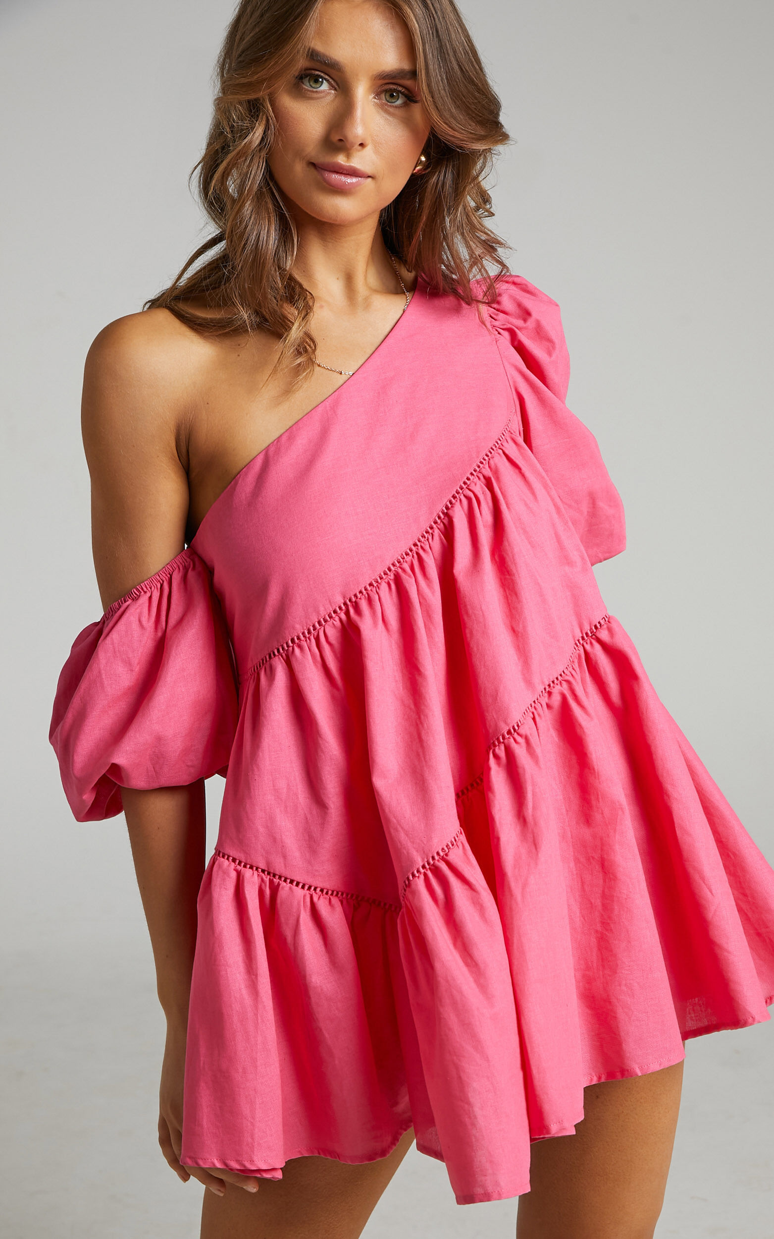 Pink asymmetrical dress top