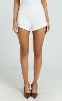 Cassandra Shorts - High Waisted Fitted Micro Shorts in White