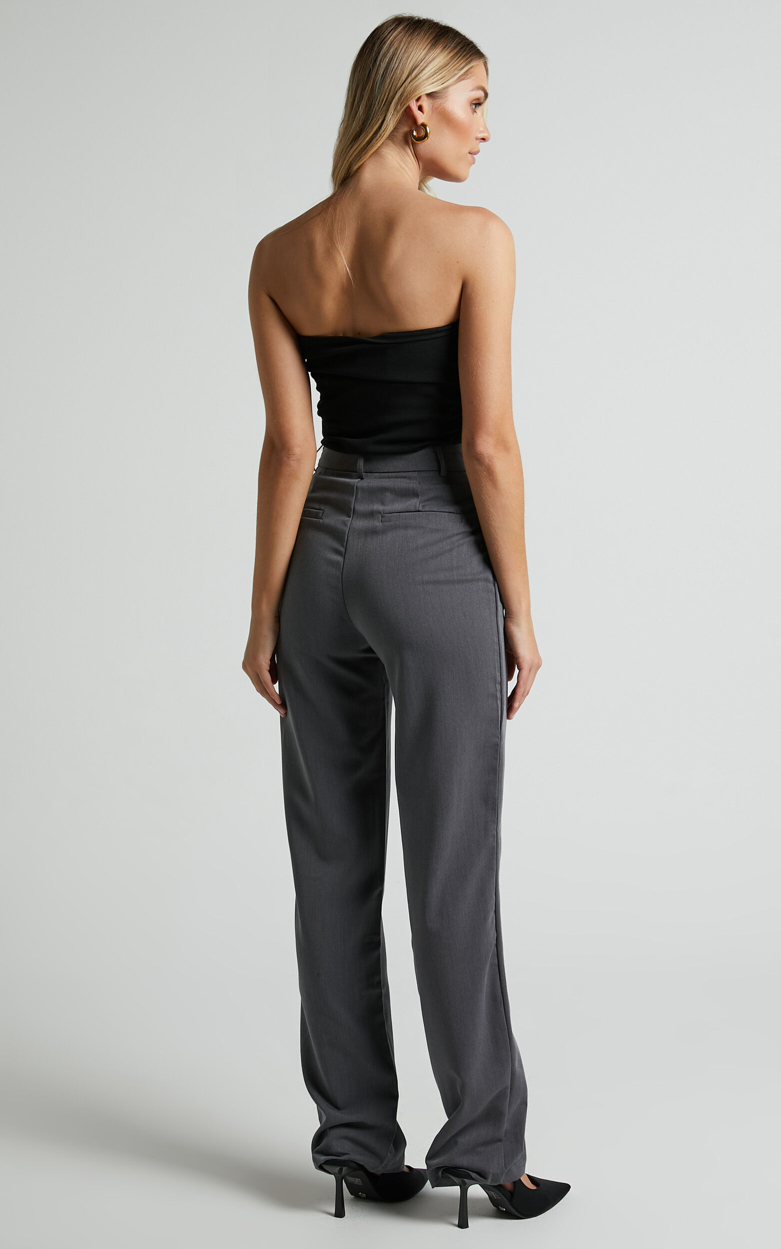 Lorcan Pants - High Waisted Tailored Pants in Charcoal