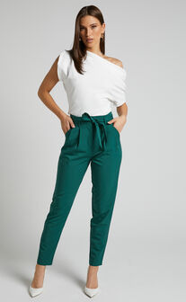 Raegen Pant - High Waist Tapered Leg Pant in Forest Green