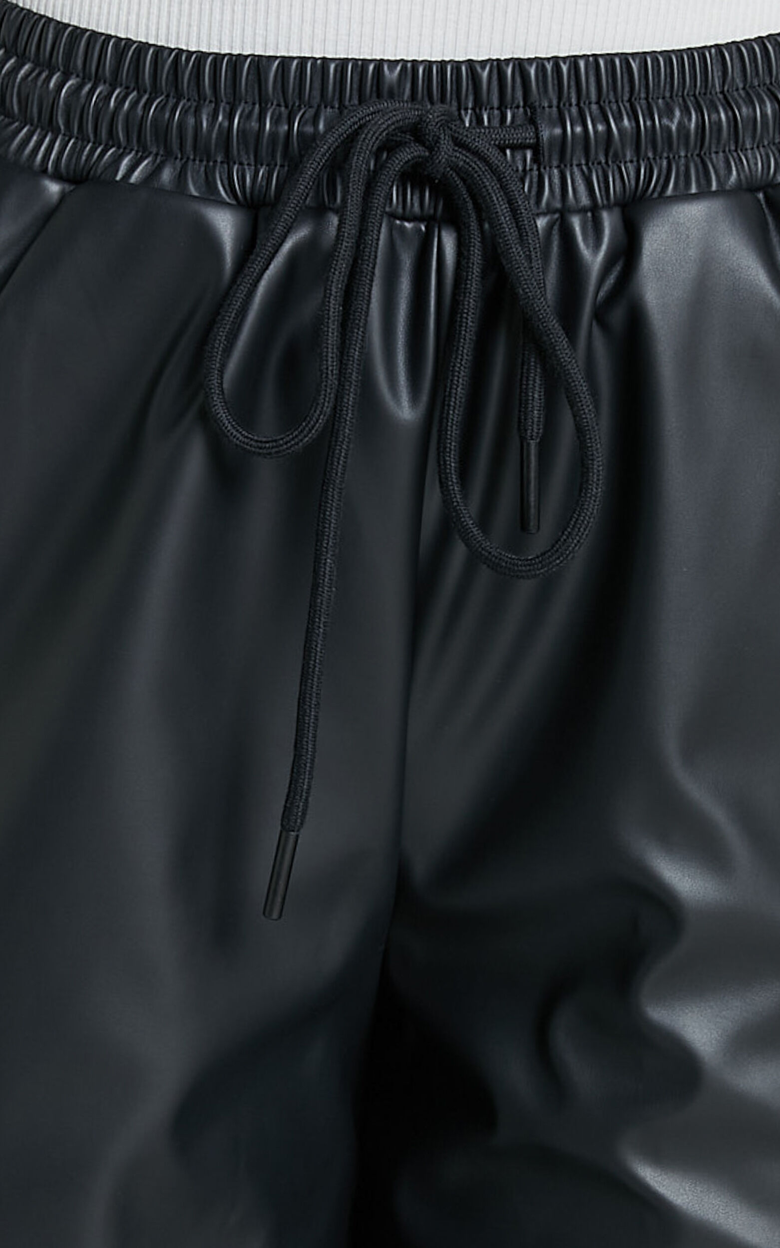 Leah Pants - High Waist Drawstring Faux Leather Pants in