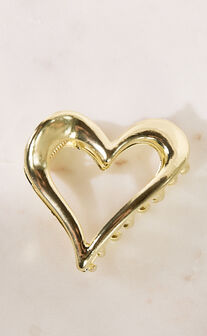 Priscilla Heart Hair Clip in Gold