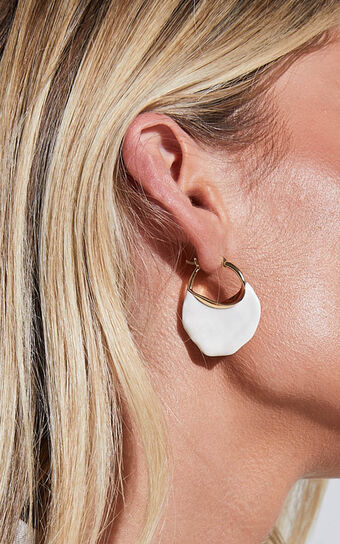 Audrey Circle Hoop Earrings in White and Gold  Australia
