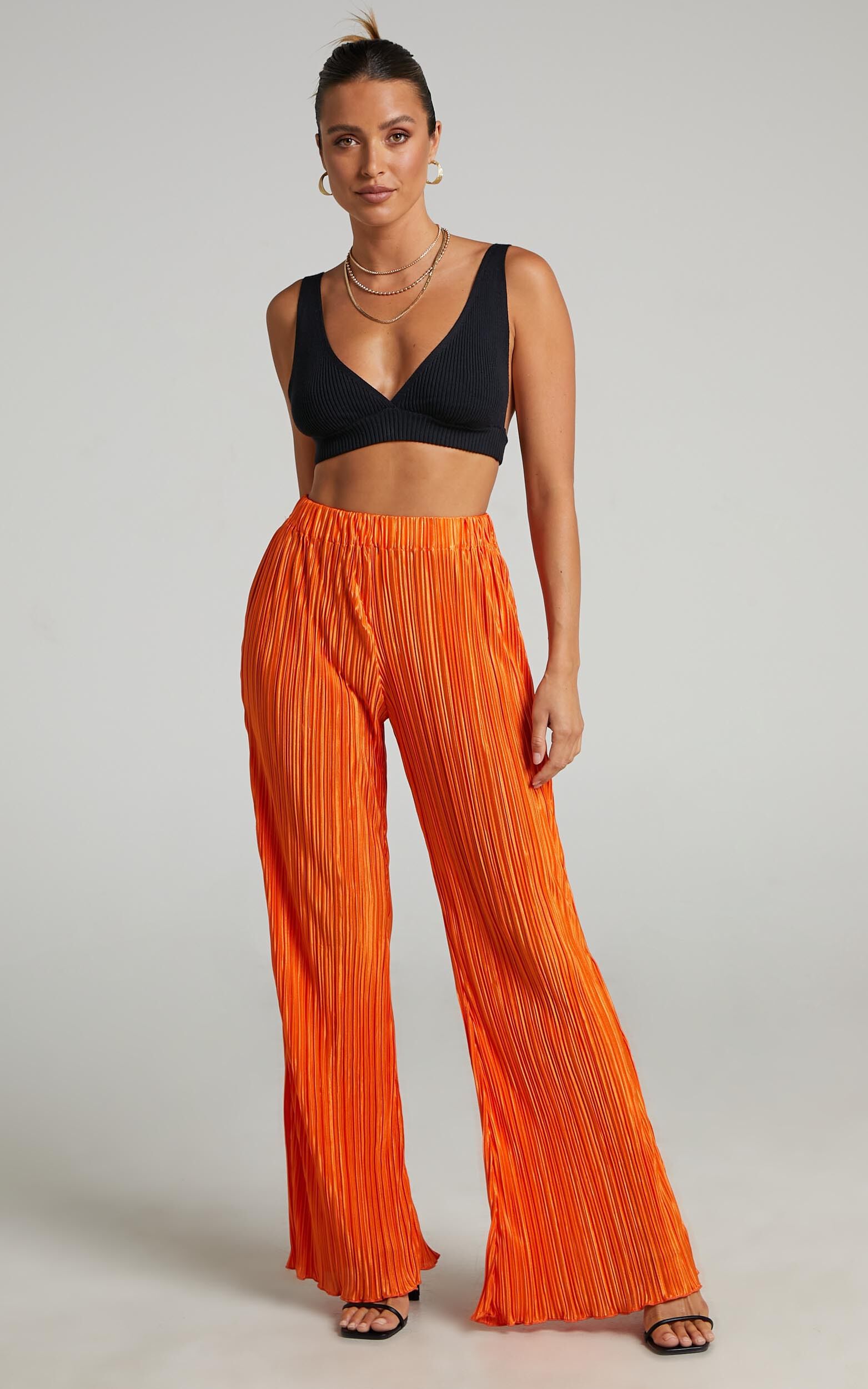 Orange high waisted pants sale