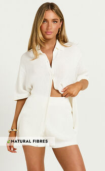 Tristan Shorts - Crochet Knit Relaxed Shorts in Cream