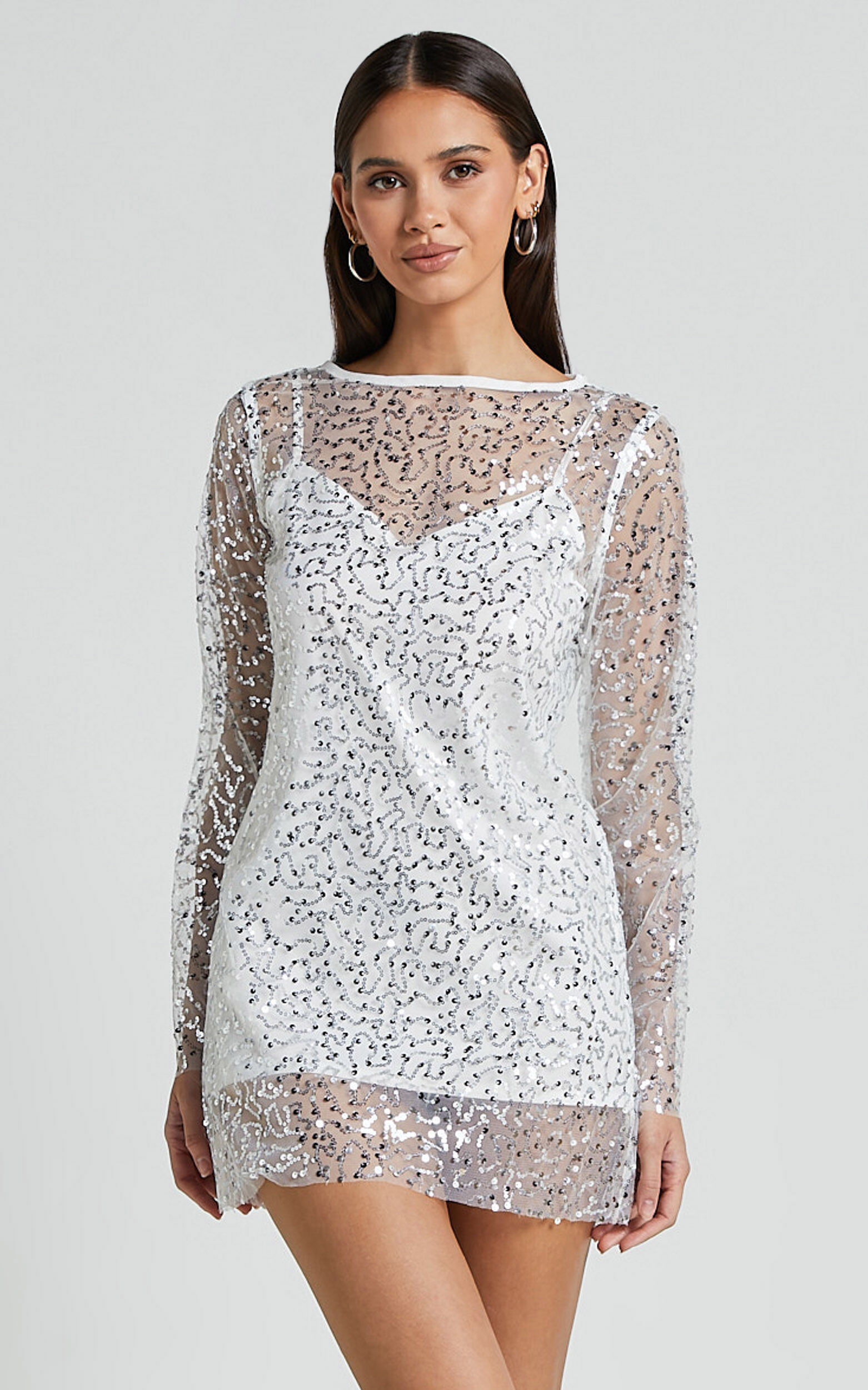 Calcy sequin mesh dress clearance