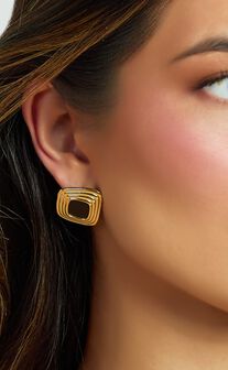 Gena Earrings - Square Stud Earrings in Gold