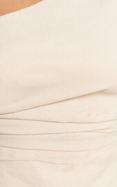 Ivy Top - Linen Look Off Shoulder Tie Top in Oatmeal | Showpo USA
