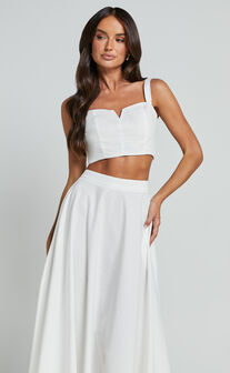 Romana Two Piece Set - Crop Top and Midi Skirt Set in Ivory