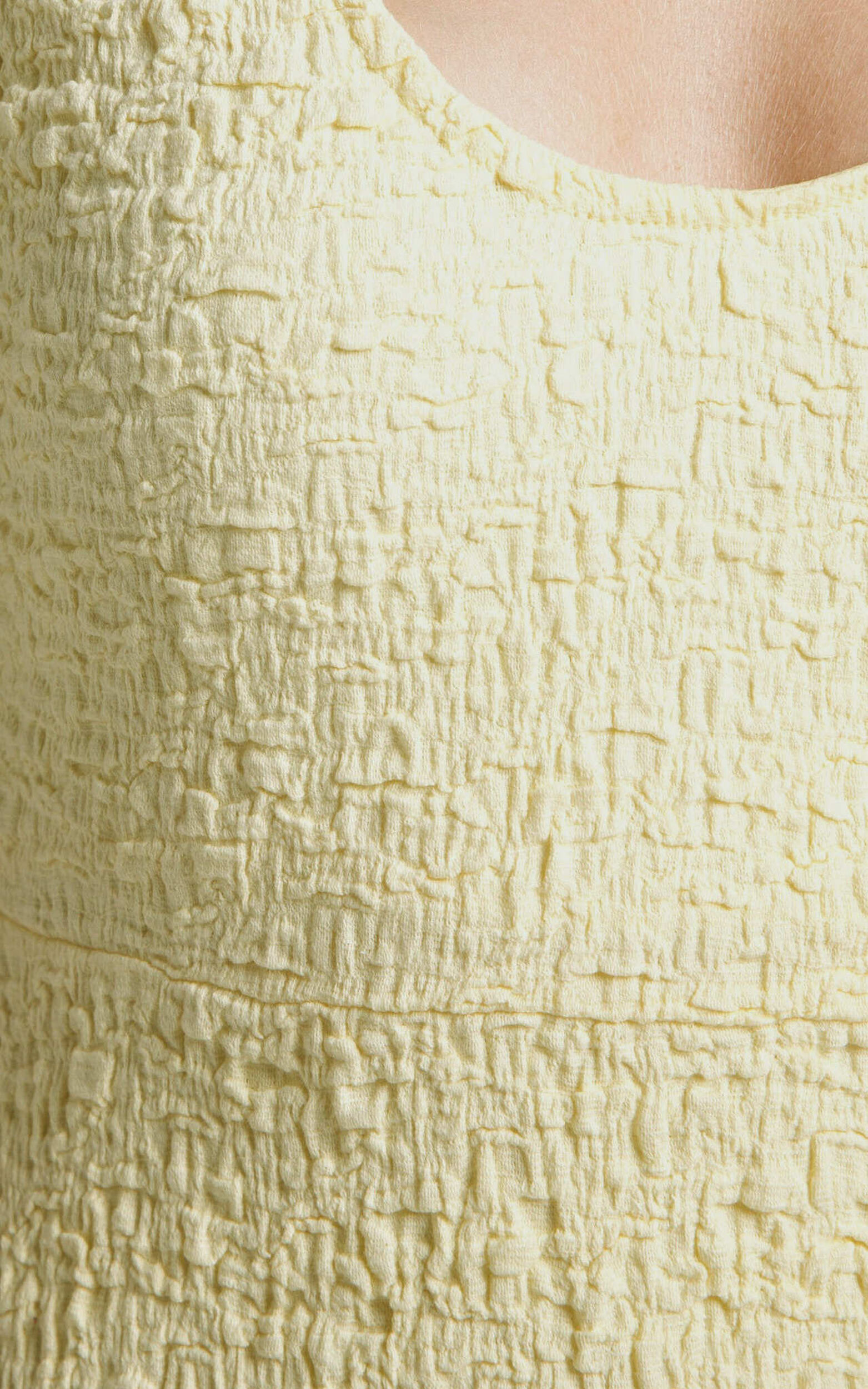 Novida Midi Dress - Textured Bodycon Dress in Butter Yellow | Showpo