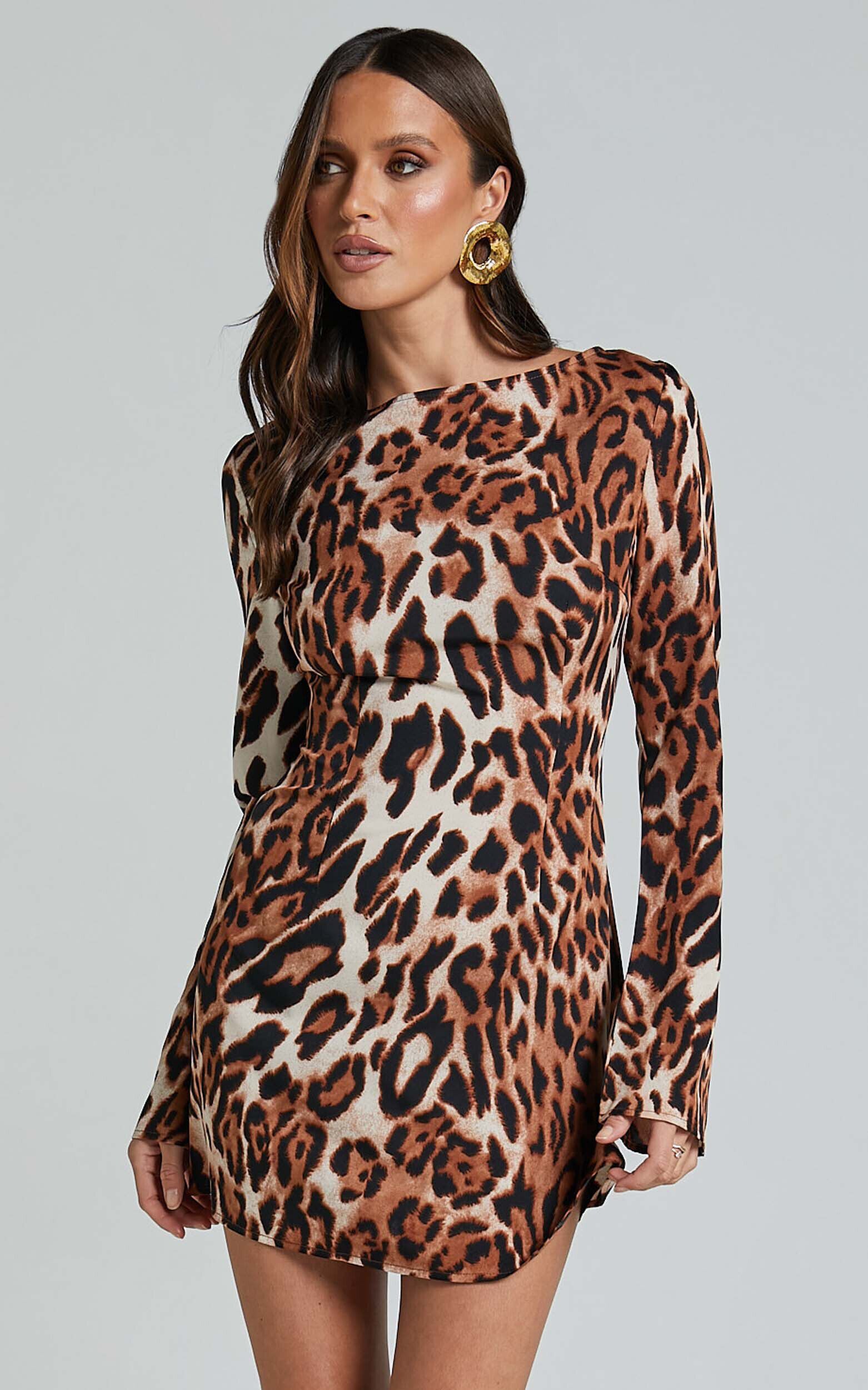 Animal print 2024 dress with sleeves