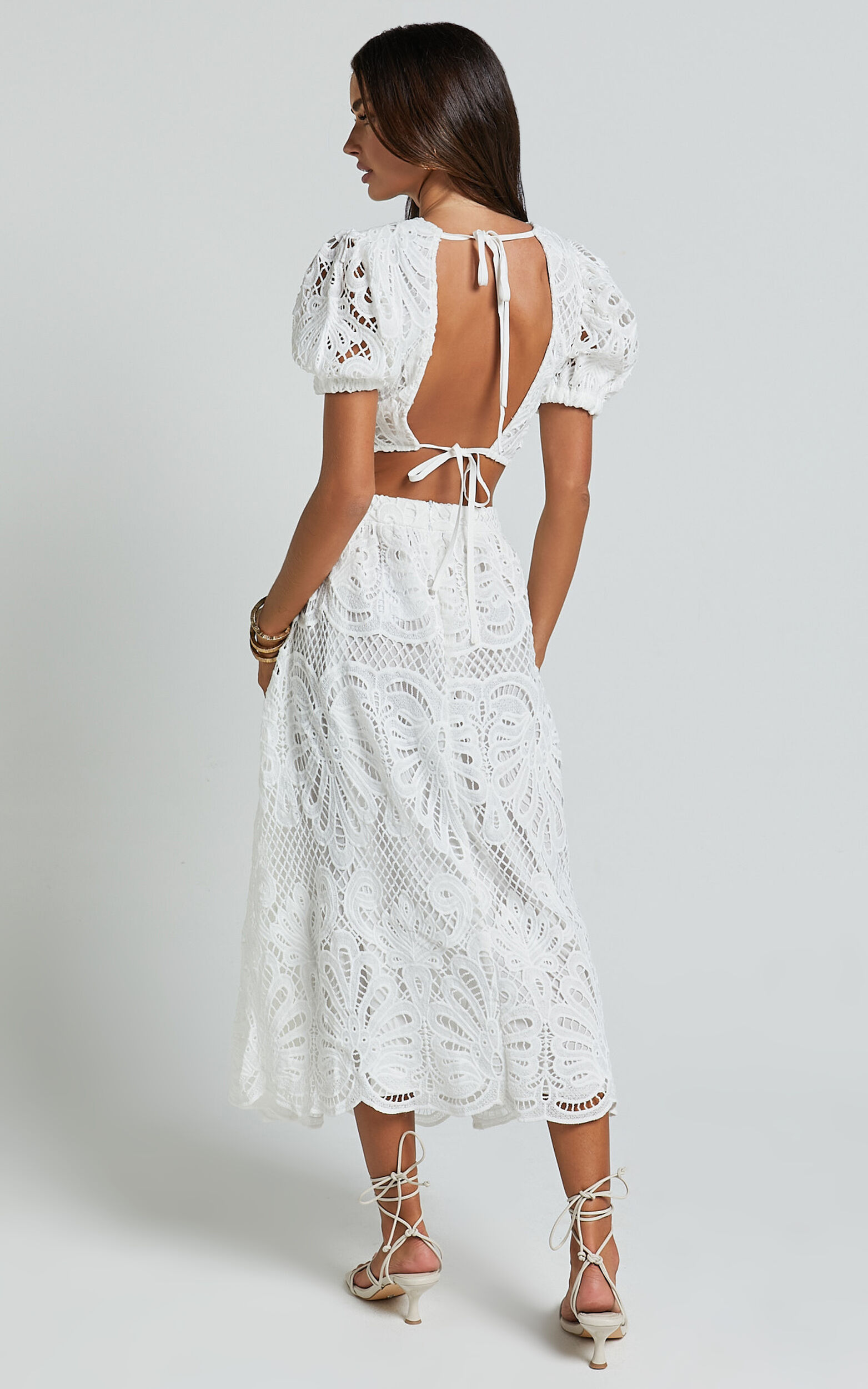 White lace two piece set cheap