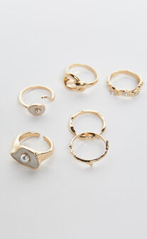 Paloma Rings - 6 Pack Gold Ring Set in Gold