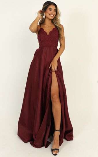Hope For The Future Maxi Dress In Wine Lace