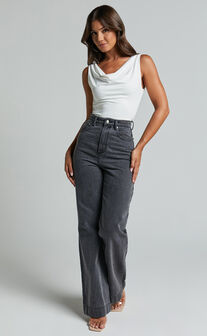 Doris Top - Cowl Neck Crop Top in White