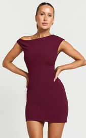 Vilma Mini Dress - One Shoulder Bodycon Dress in Wine | Showpo USA