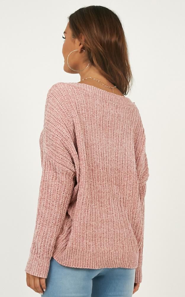 Be Warm Velvet Knit Sweater In Blush Showpo