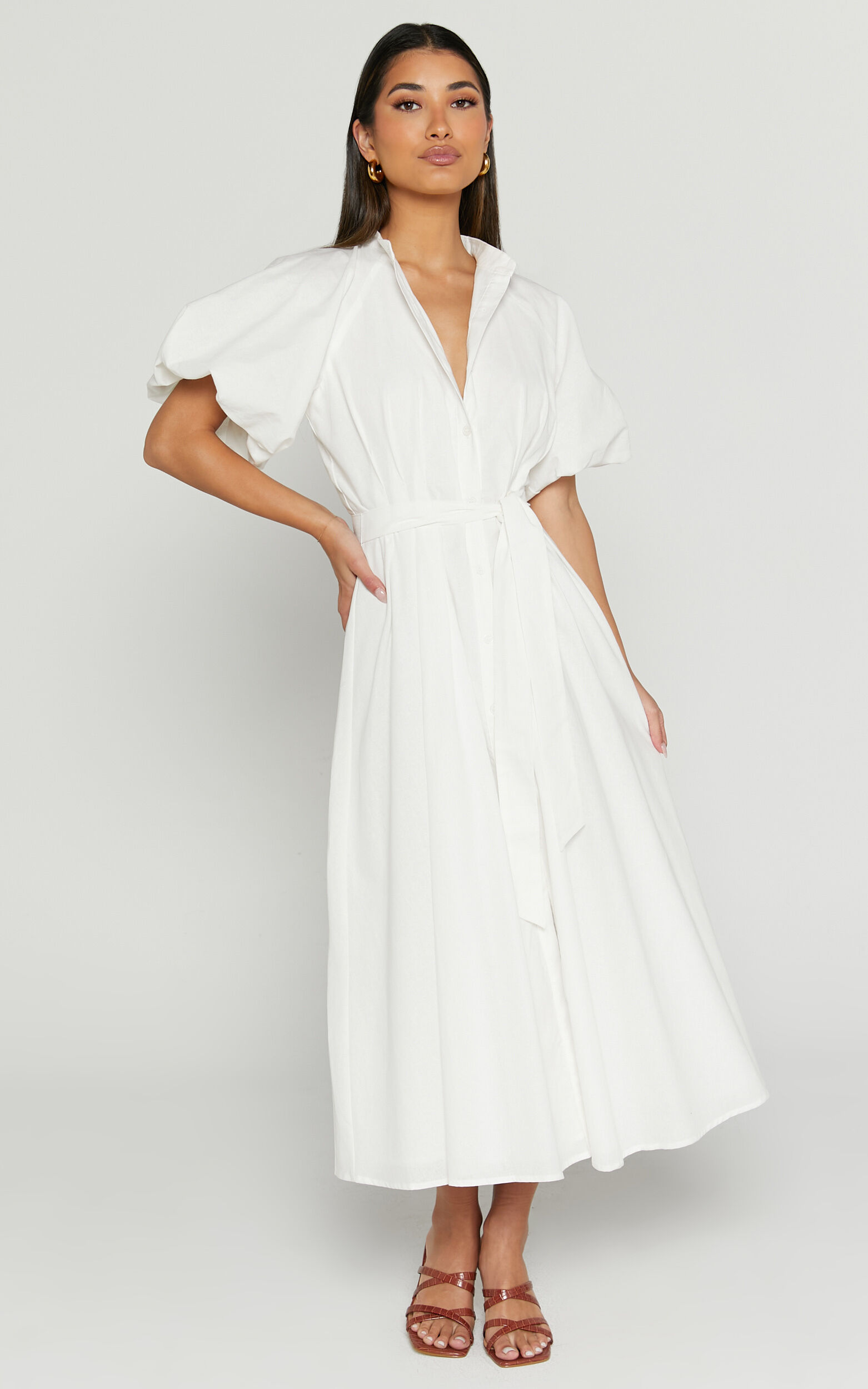 White midi 2025 casual dress