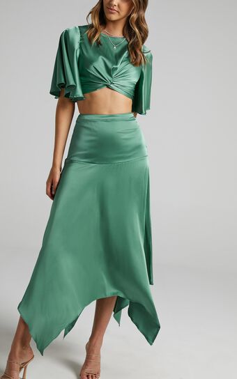 Chione Two Piece Set in Jade Satin