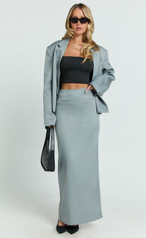 Nina Maxi Skirt - Mid Waist Pencil Skirt in Grey