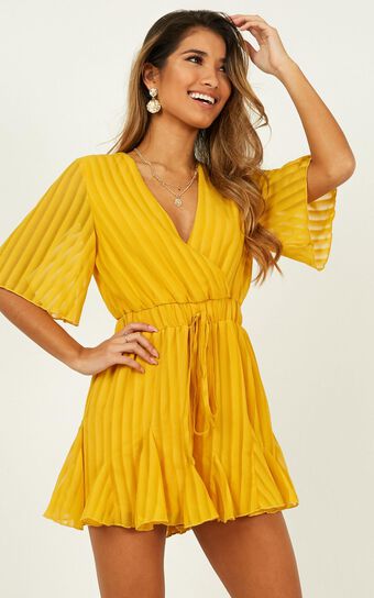 Play On My Heart Playsuit in Mustard