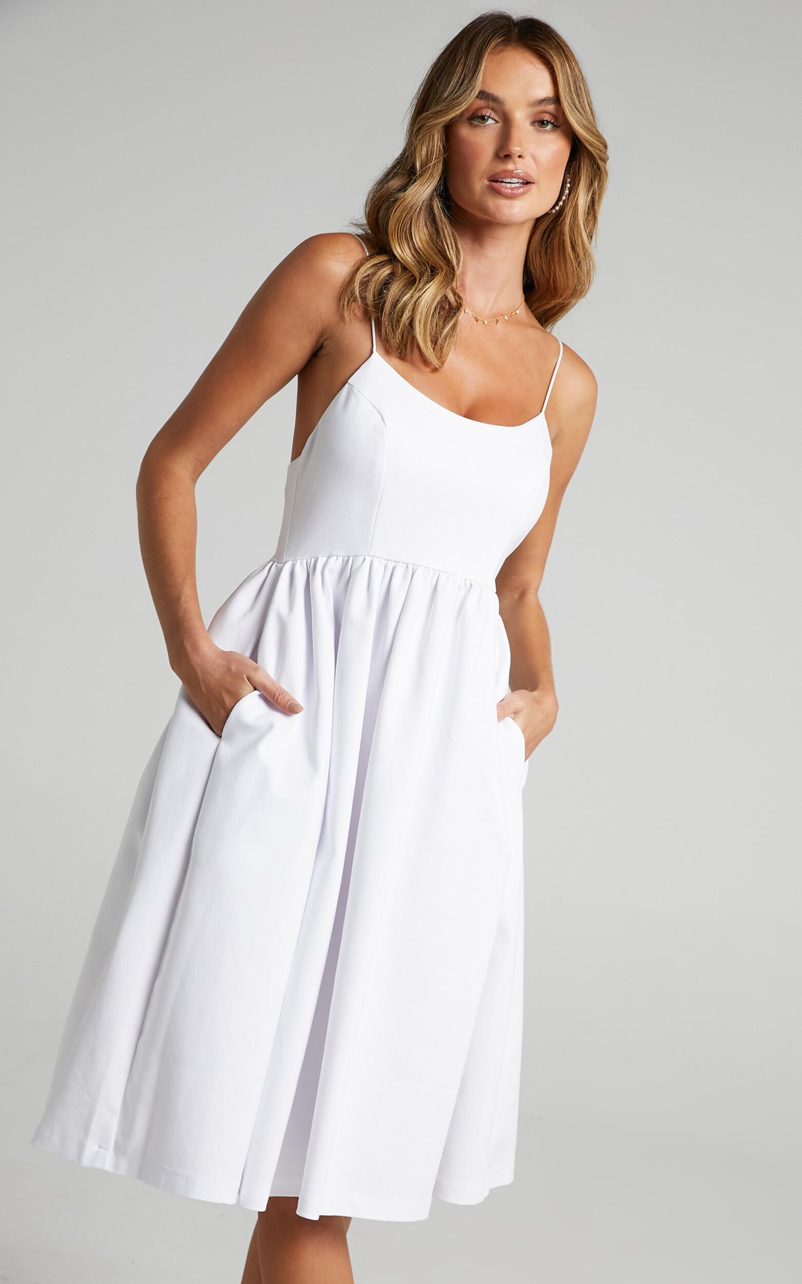 Spaghetti strap knee length dress store