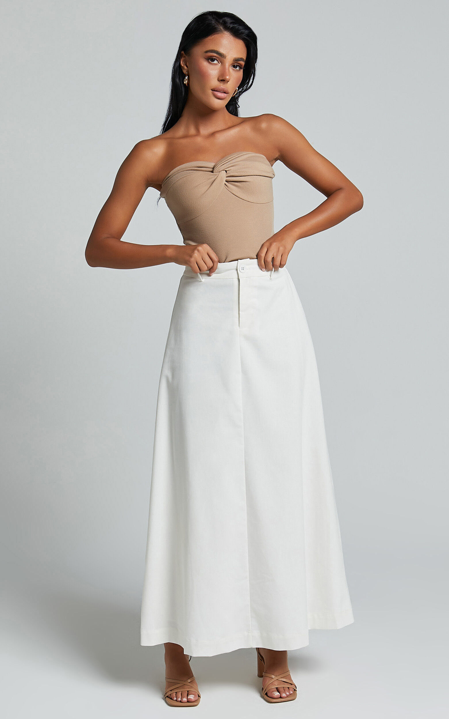 High waisted 2025 white skirt grey
