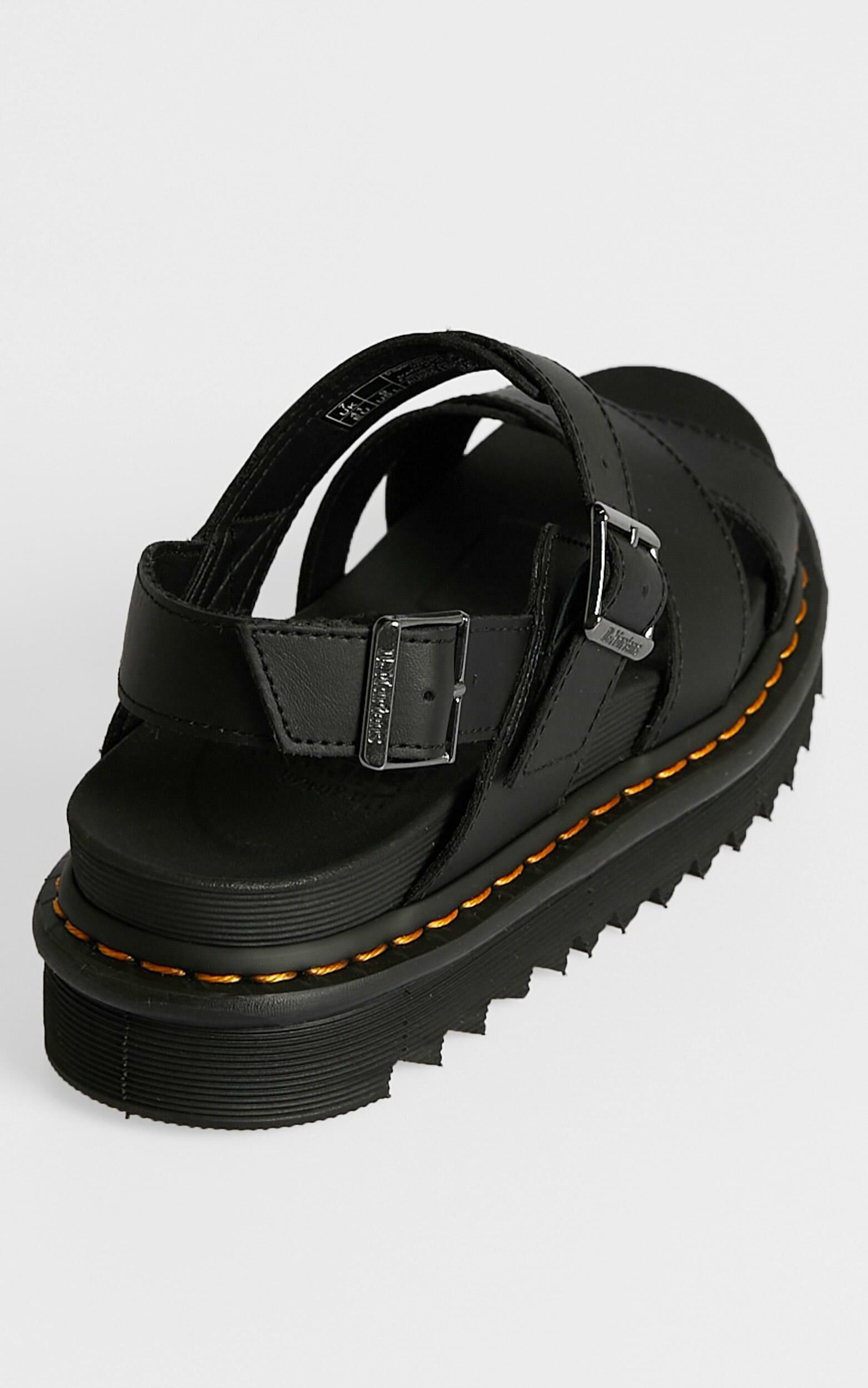 [DR.MARTENS] Voss II Black Hydro ☆ Voss Ii Athena Leather Strap Sandals in Black | Dr. Martens