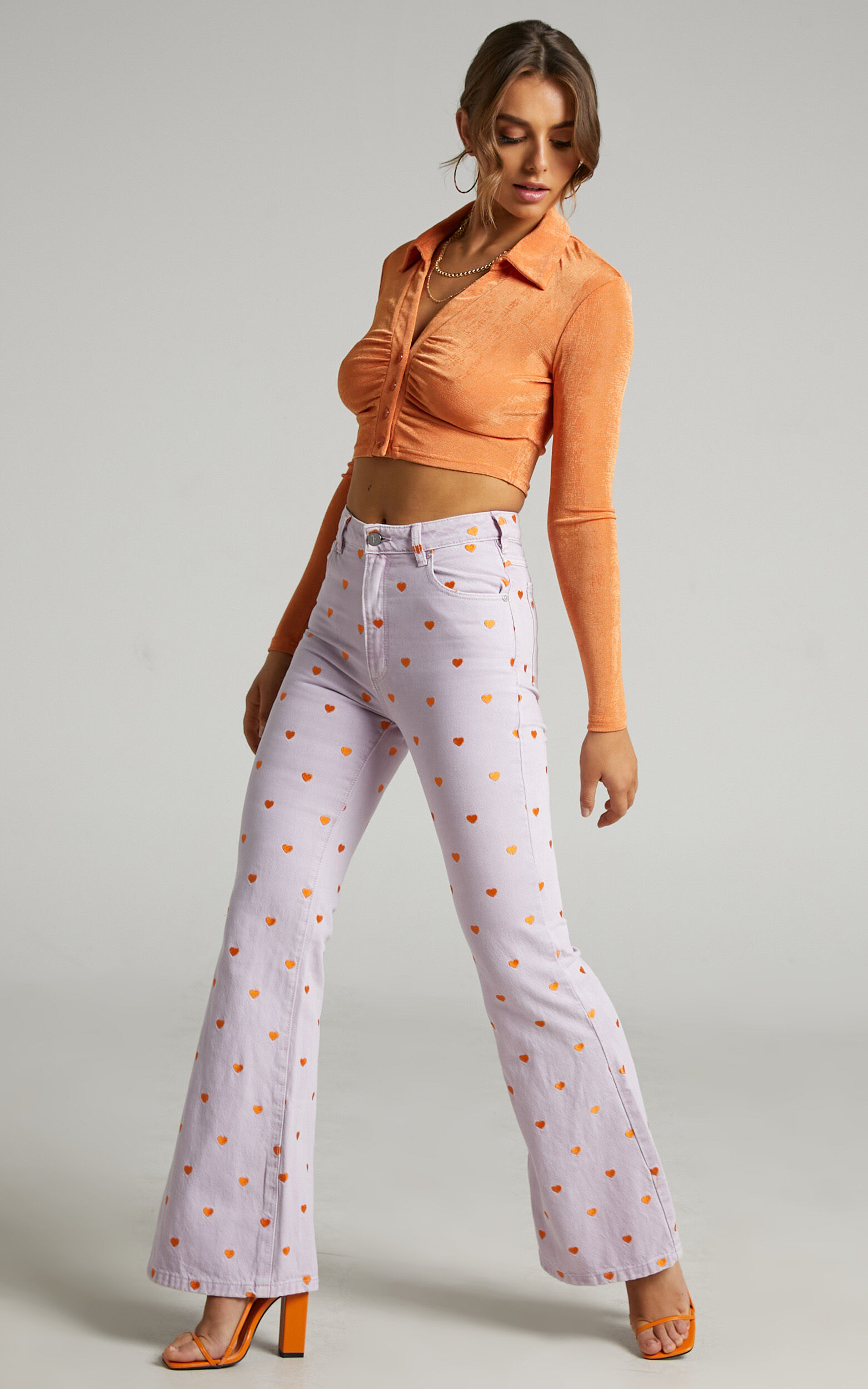 Abrand X Dyspnea A Double Oh Flare Jean in Lilac Heart