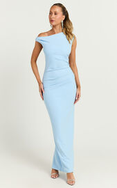 Genie Maxi Dress - Off The Shoulder Dress in Baby Blue | Showpo USA