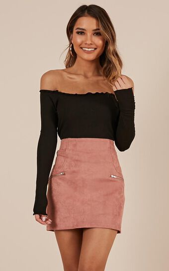 Way Ahead Skirt In Blush Suedette