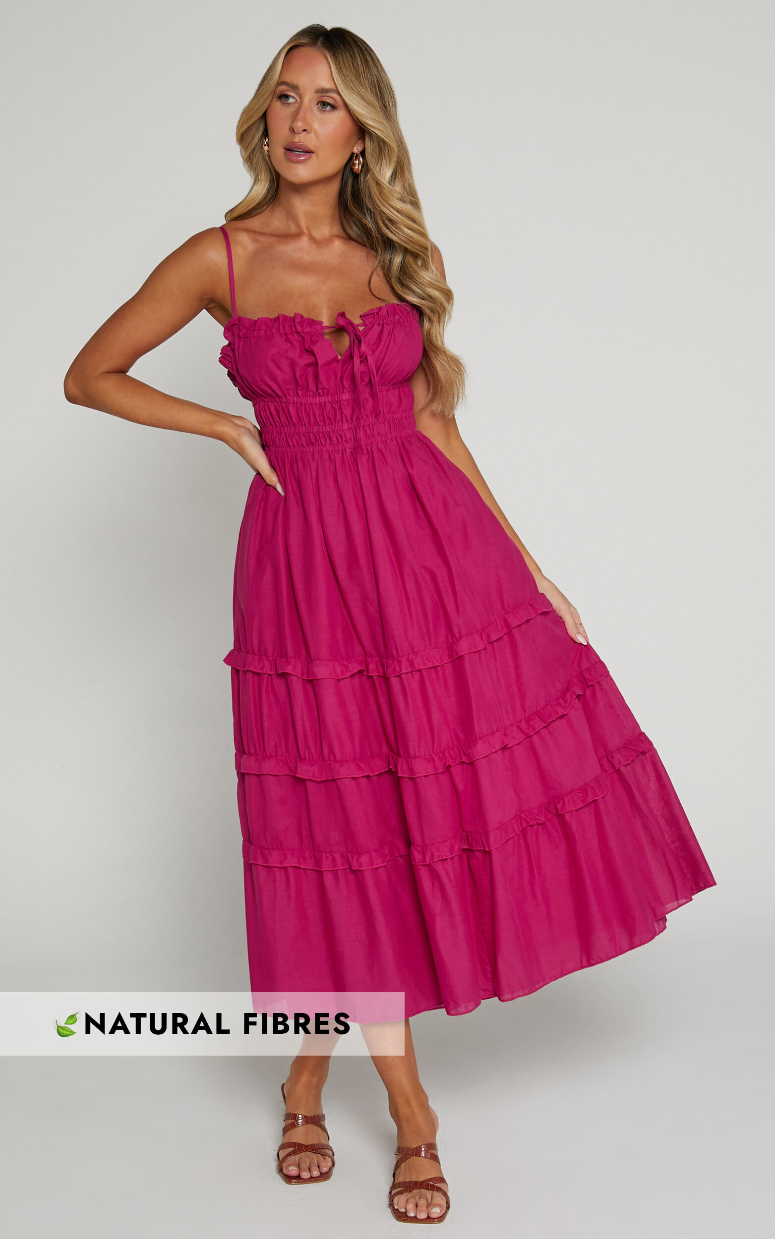 Ruched tie front dress on sale