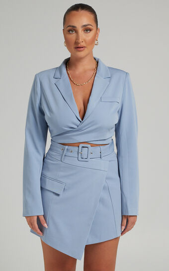 Valeria Mini Skirt - Asymmetric Skirt in Blue