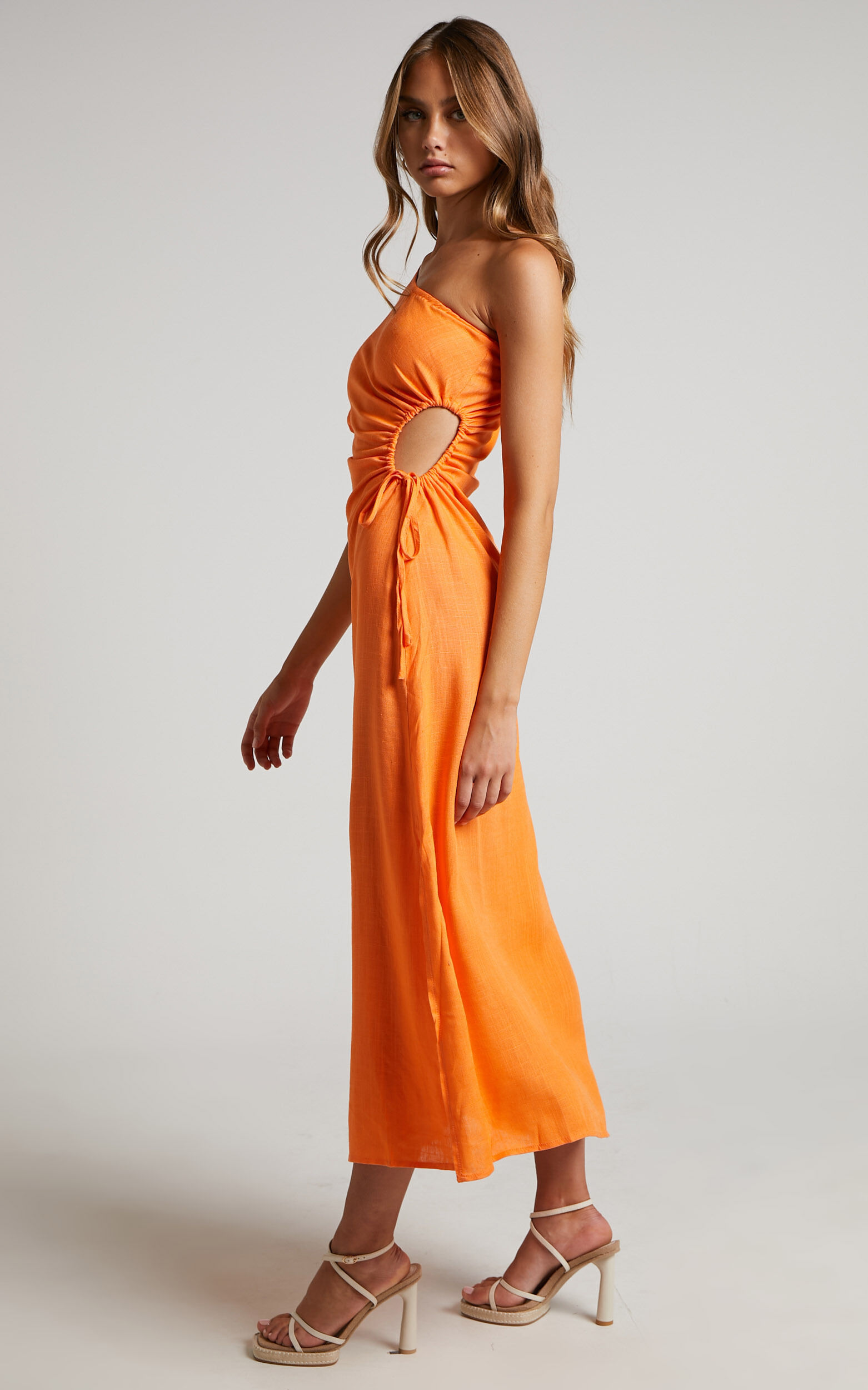 Orange cut out one shop shoulder dress