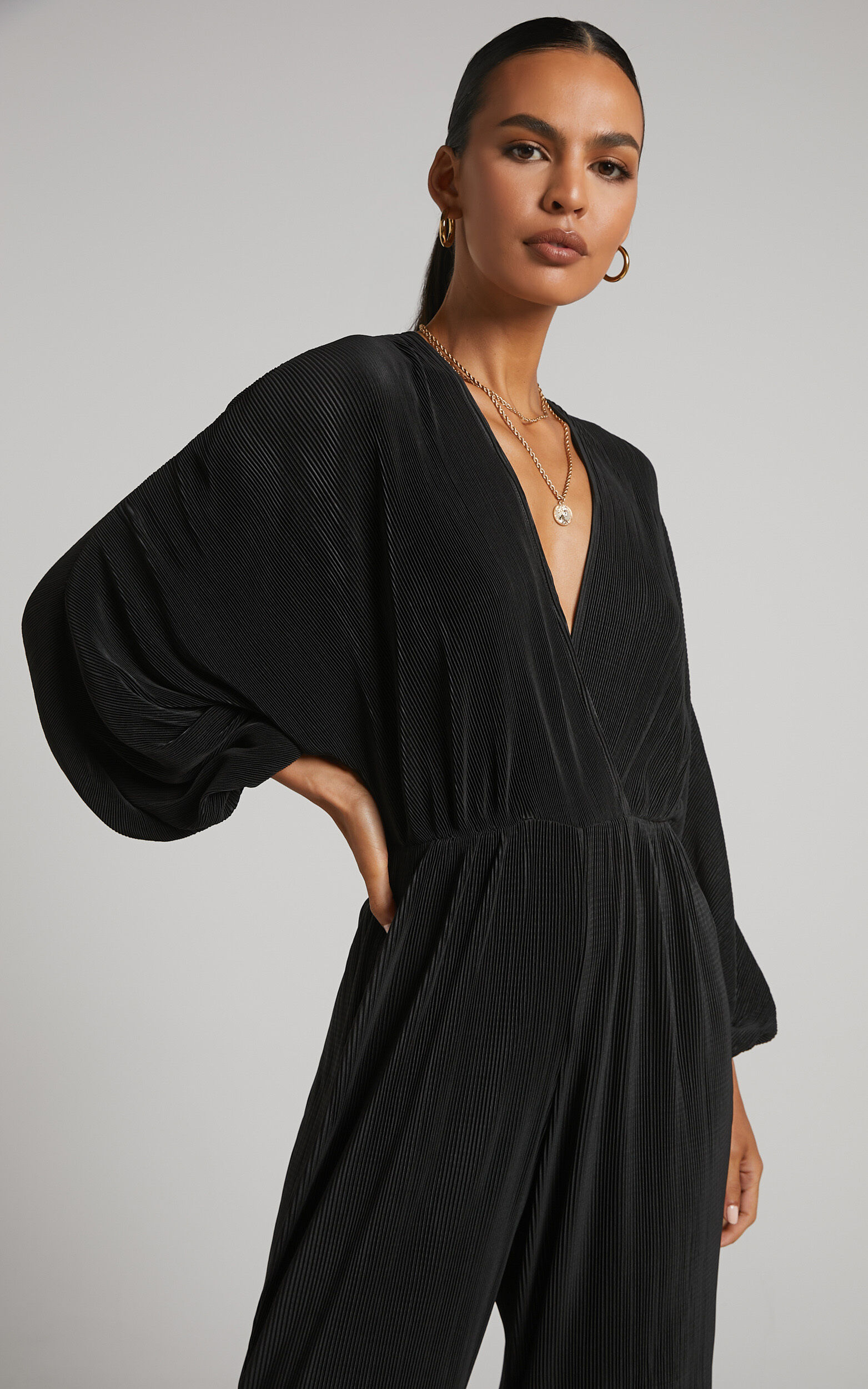 V neck hot sale long sleeve jumpsuit