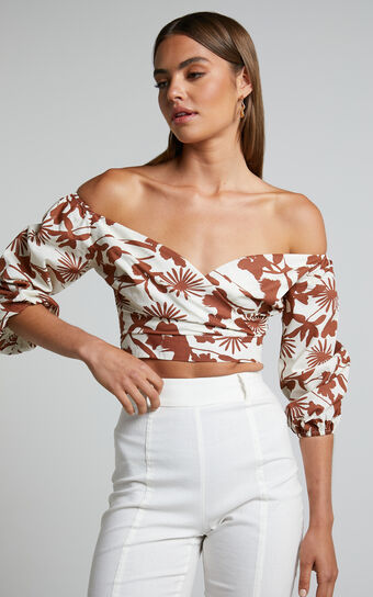 Evita Top - Off Shoulder Sweetheart Wrap Top in Multi