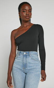 Abella Bodysuit - Long Sleeve Lace Bodysuit in Black